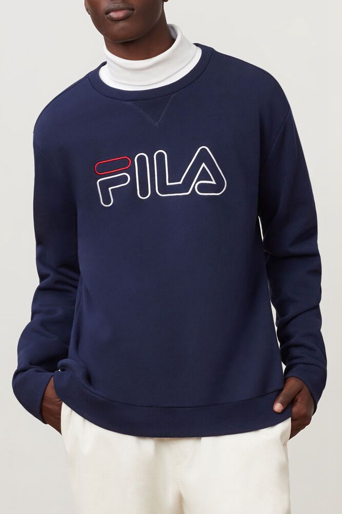 Fila Basil Sweatshirt Navy - Mens - 02634CTDK